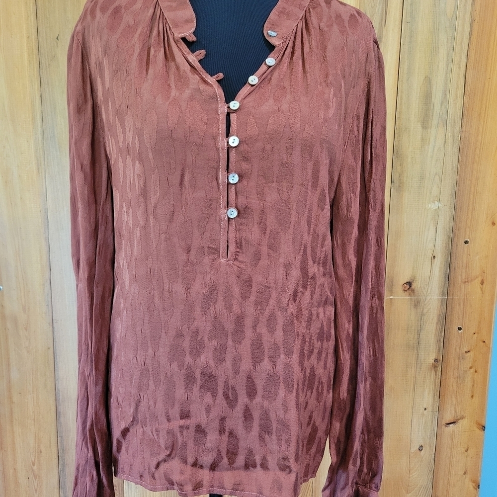 Women's Brown Button-Up Top - Picture 2 of 13